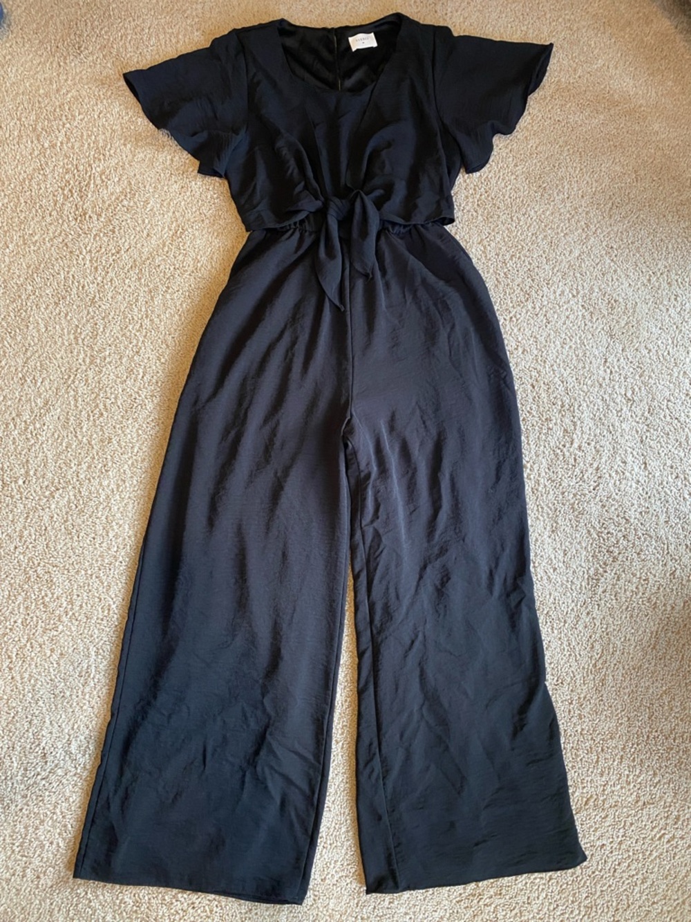 Women's Black Tie-Front Jumpsuit